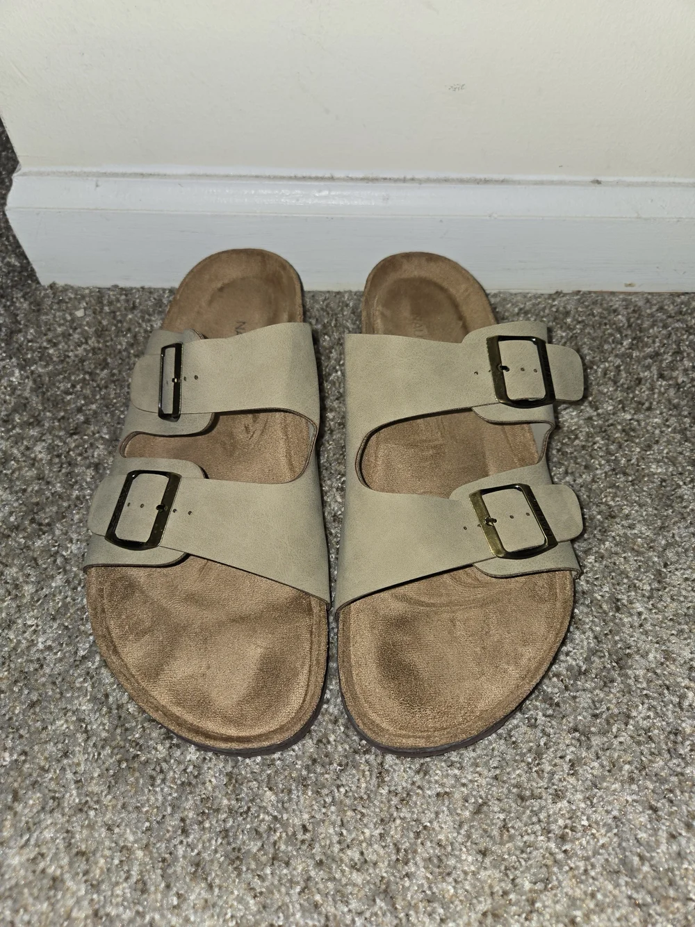 Nautica Mens Double Buckle Sandals in Light Beige